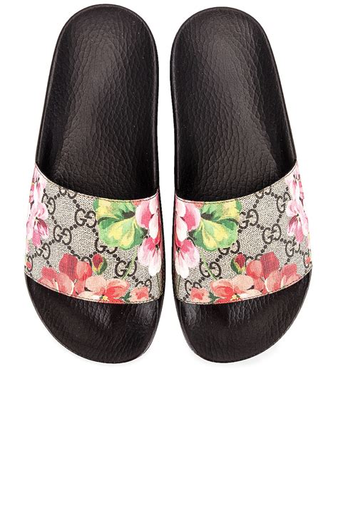 gucci pursuit gg floral slides|Gucci floral slides size 8.